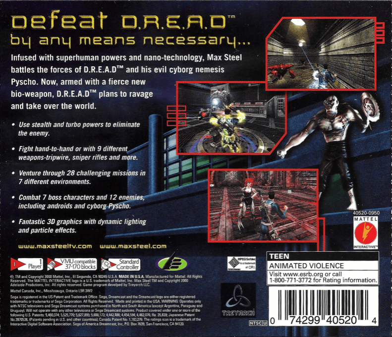 Max Steel Covert Missions — Box back