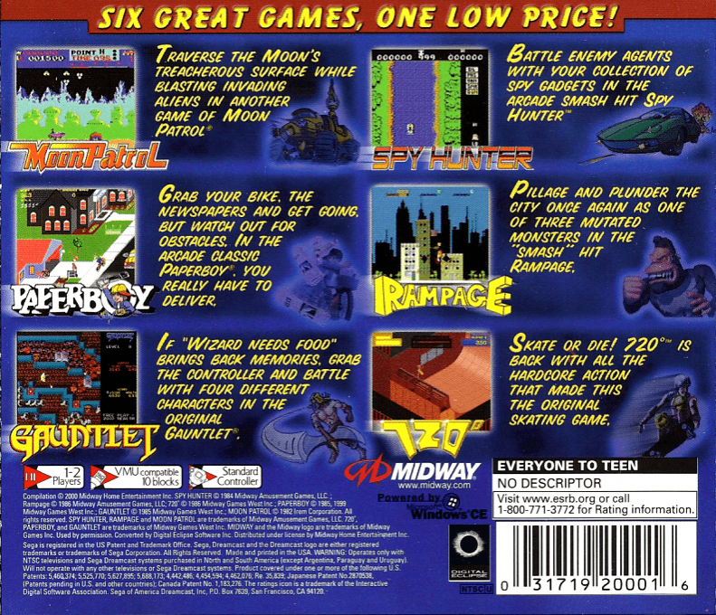 Midway's Greatest Arcade Hits Volume 2 — Box back