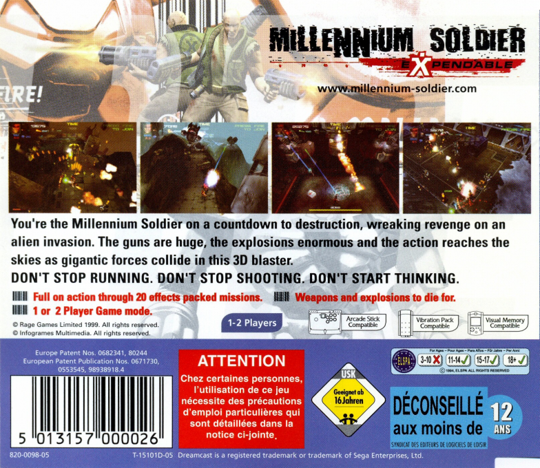 Millennium Soldier : Expendable — Box back