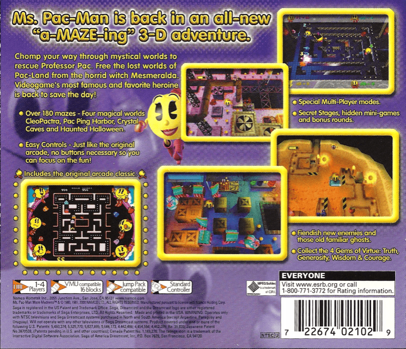 Ms. Pac-Man Maze Madness — Box back
