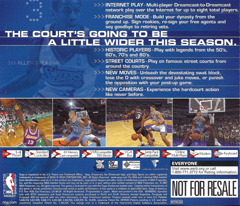 NBA 2K1 — Box back