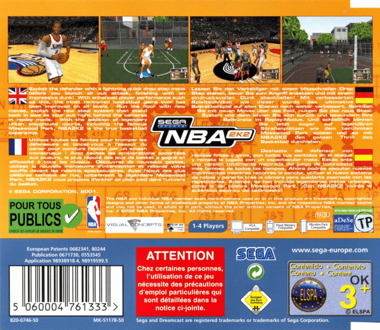 NBA 2K2 — Box back