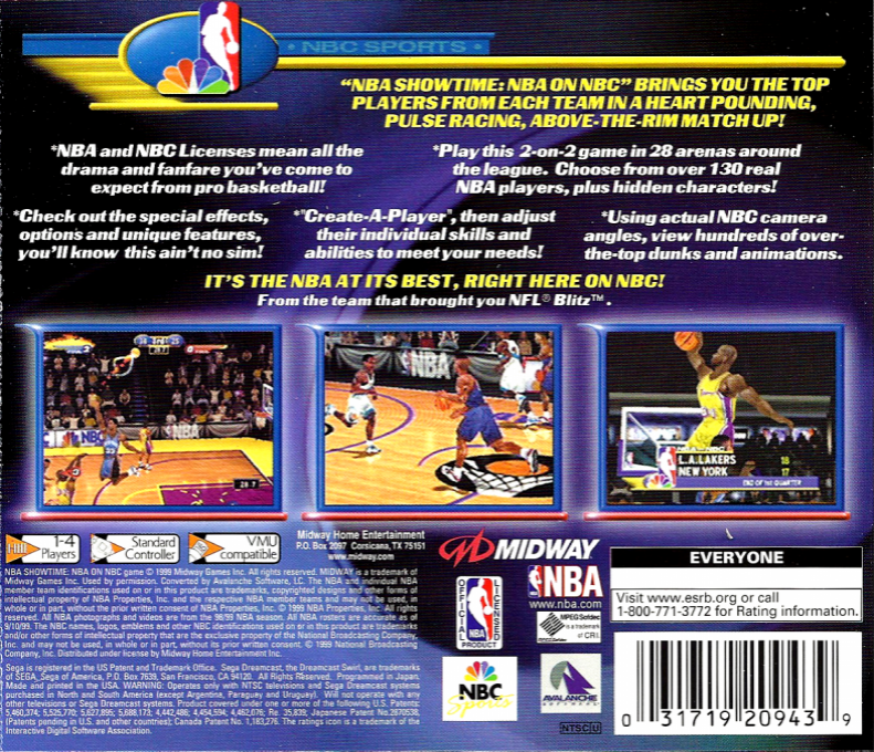 NBA Showtime : NBA on NBC — Box back