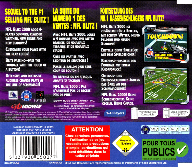 NFL Blitz 2000 — Box back