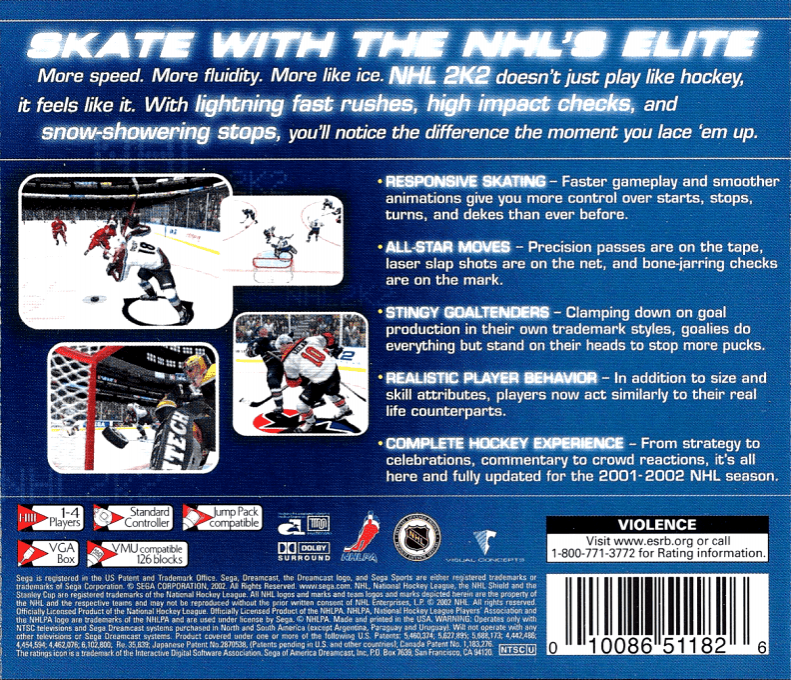 NHL 2K2 — Box back
