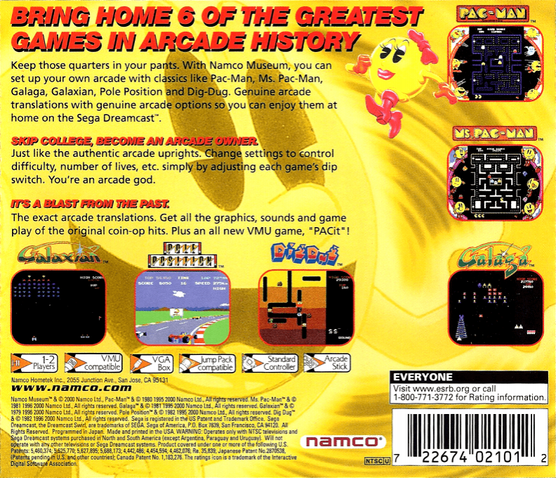 Namco Museum — Box back