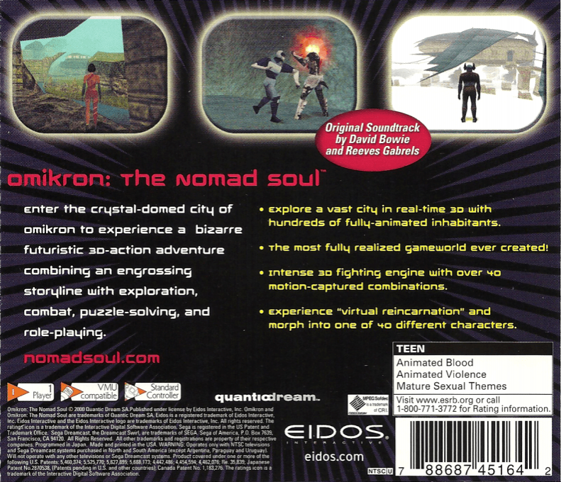 Omikron : The Nomad Soul — Box back