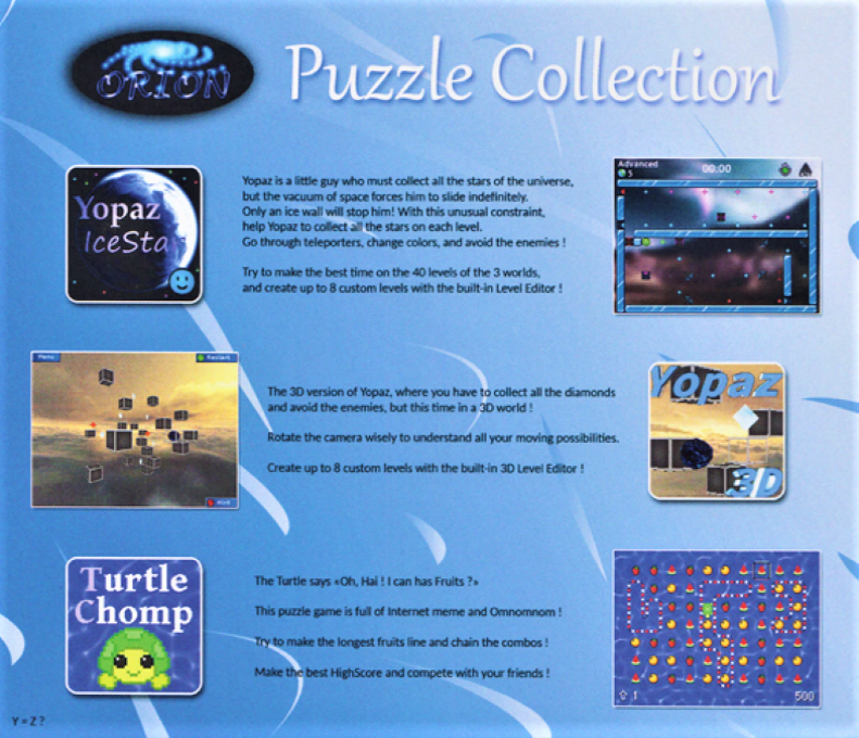 Orion's Puzzle Collection — Box back