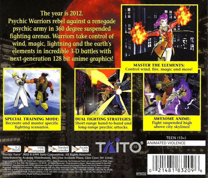 Psychic Force 2012 — Box back