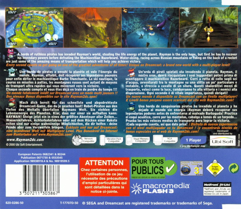Rayman 2 : The Great Escape — Box back
