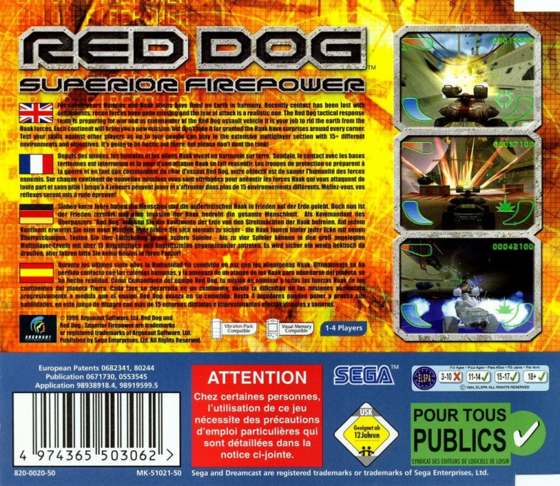 Red Dog : Superior Firepower — Box back