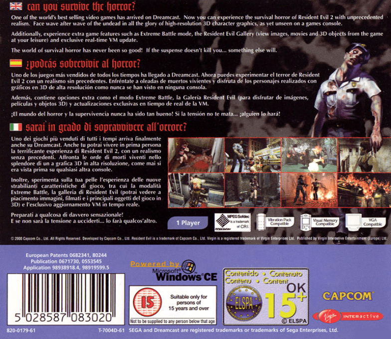 Resident Evil 2 — Box back