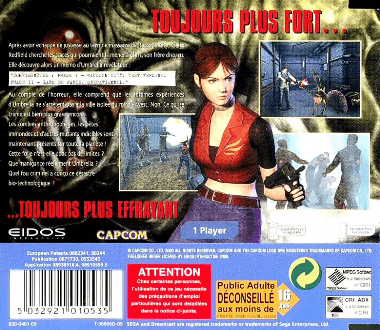 Resident Evil Code : Veronica — Box back