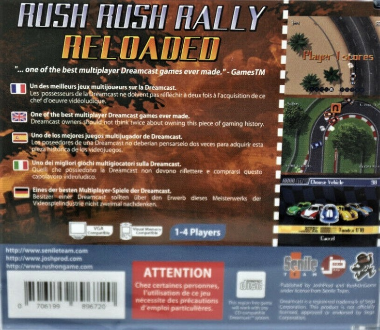 Rush Rush Rally Reloaded (Homebrew) — Box back
