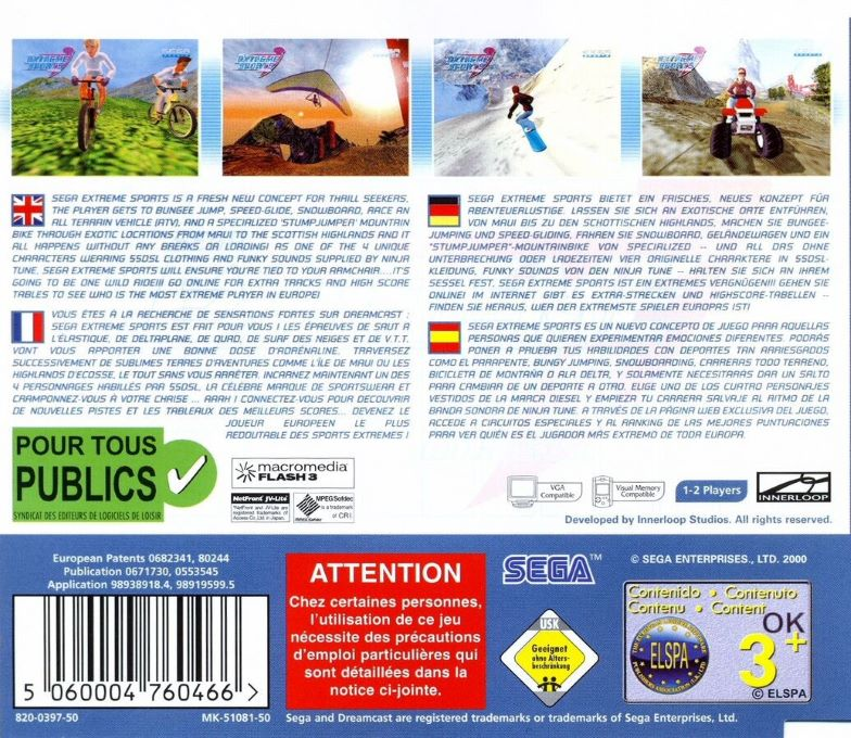 Sega Extreme Sports — Box back