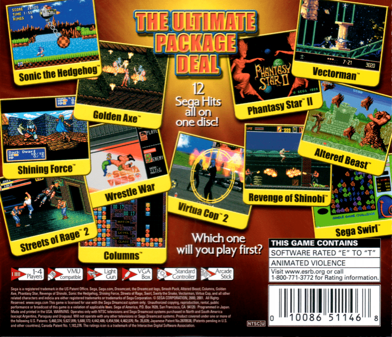 Sega Smash Pack : Volume 1 — Box back
