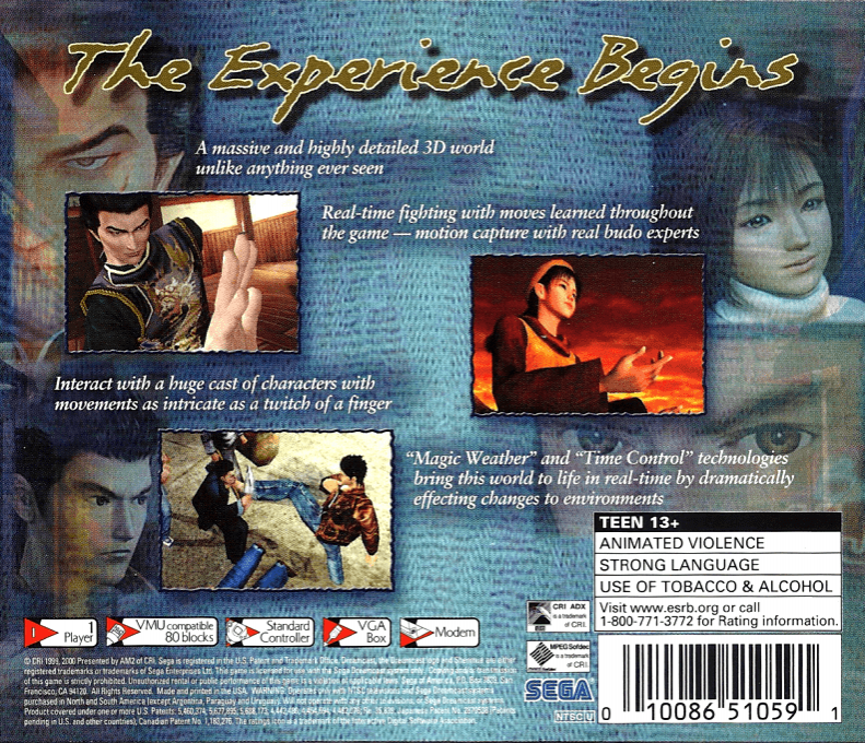 Shenmue — Box back