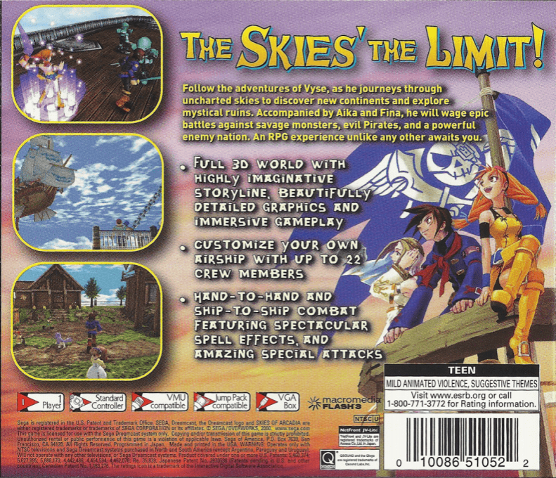 Skies of Arcadia — Box back