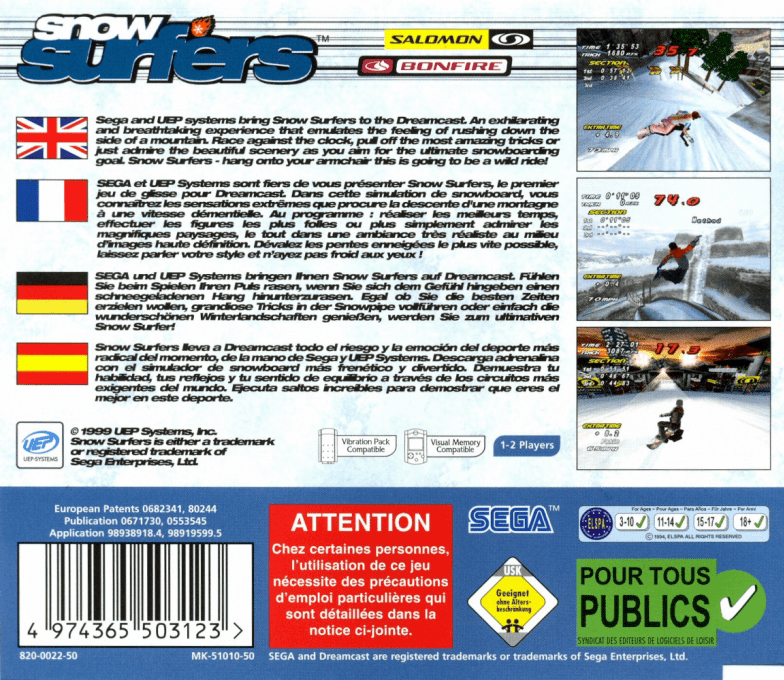 Snow Surfers — Box back