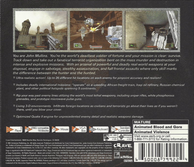 Soldier of Fortune — Box back