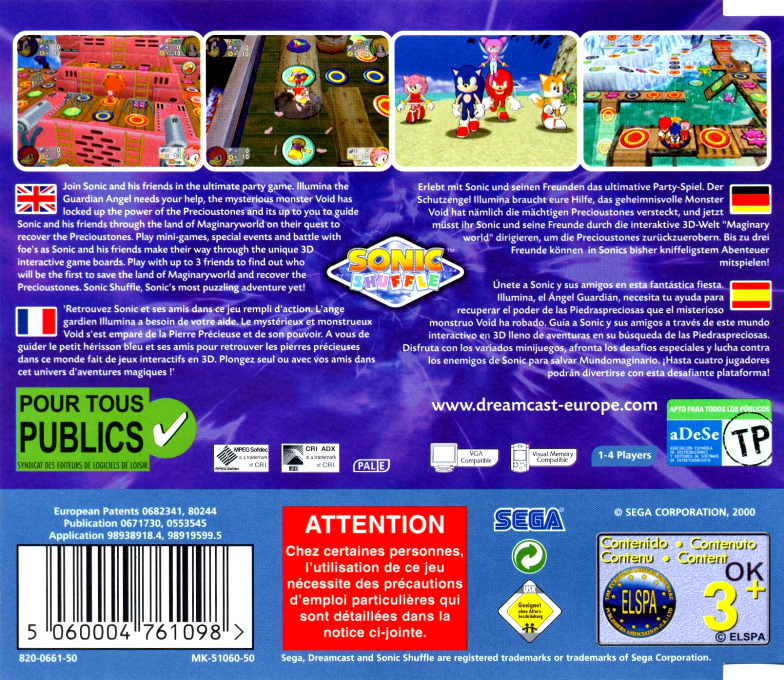 Sonic Shuffle — Box back