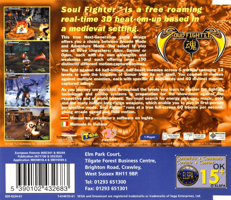 Soul Fighter — Box back