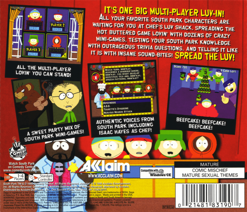 South Park : Chef's Luv Shack — Box back