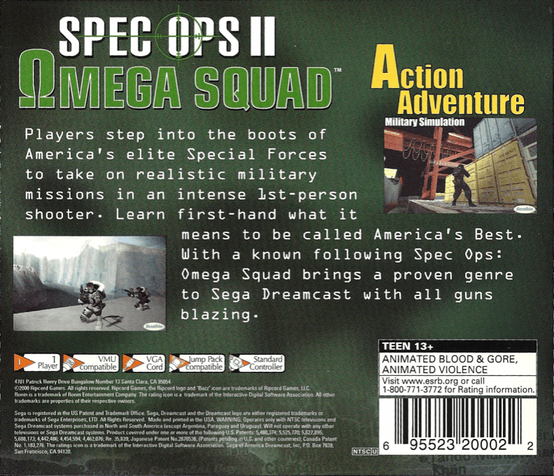 Spec Ops II : Omega Squad — Box back