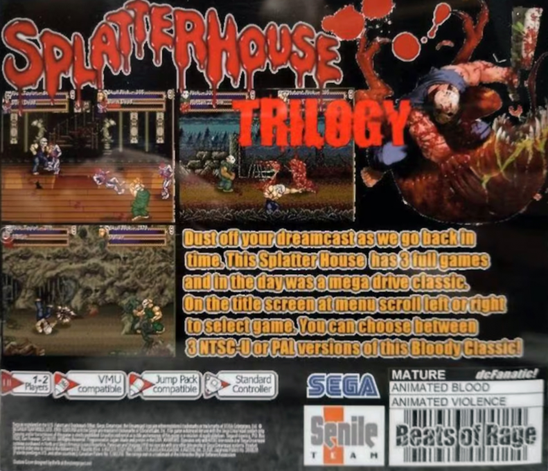 Splatterhouse Trilogy — Box back