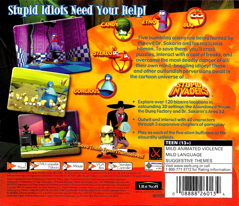 Stupid Invaders : The Epic Adventure of Five Incredibly Stupid Aliens — Box back