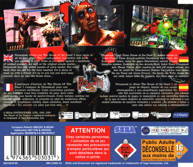 The House of the Dead 2 — Box back