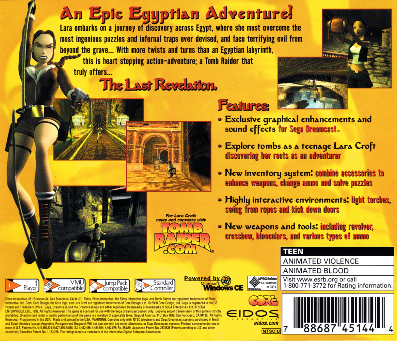 Tomb Raider : The Last Revelation — Box back