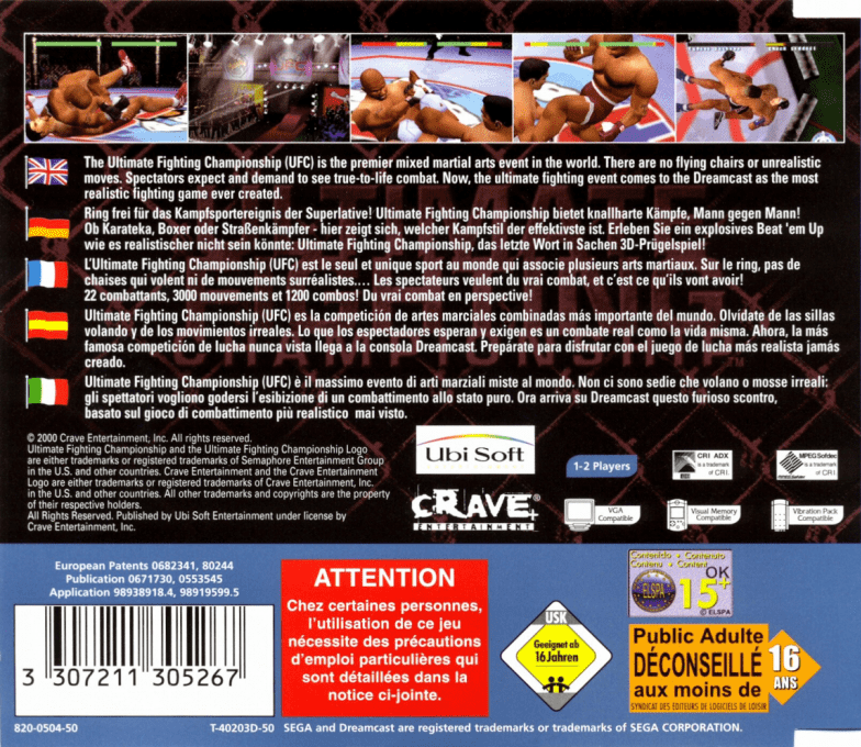 Ultimate Fighting Championship — Box back