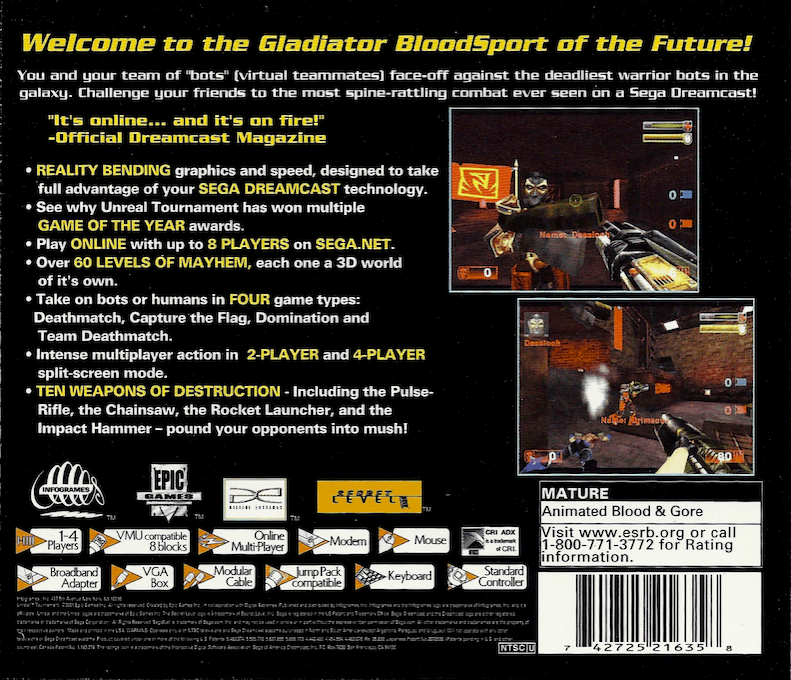 Unreal Tournament — Box back