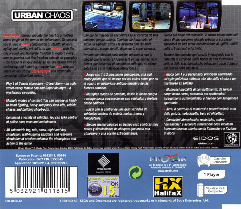 Urban Chaos — Box back