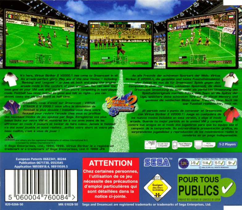 Virtua Striker 2 Ver. 2000.1 — Box back