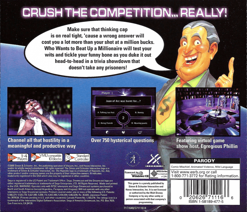 Who Wants to Beat Up a Millionaire — Box back