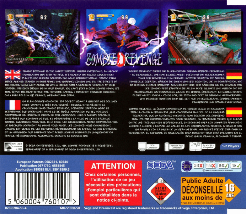 Zombie Revenge — Box back