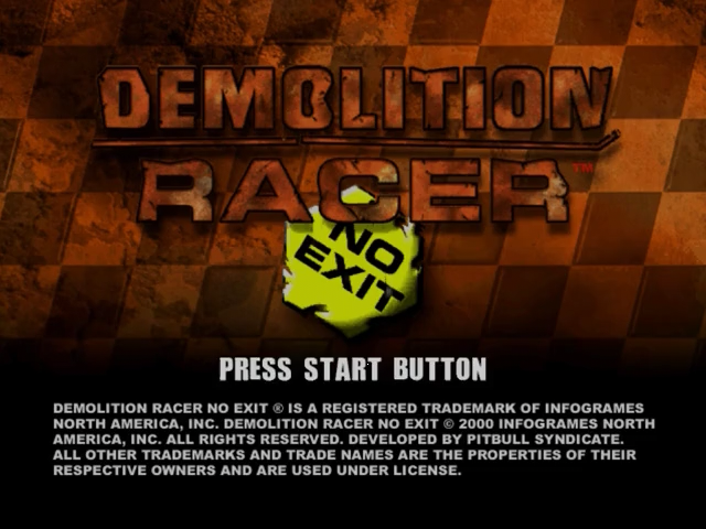 Demolition Racer : No Exit — Title screen