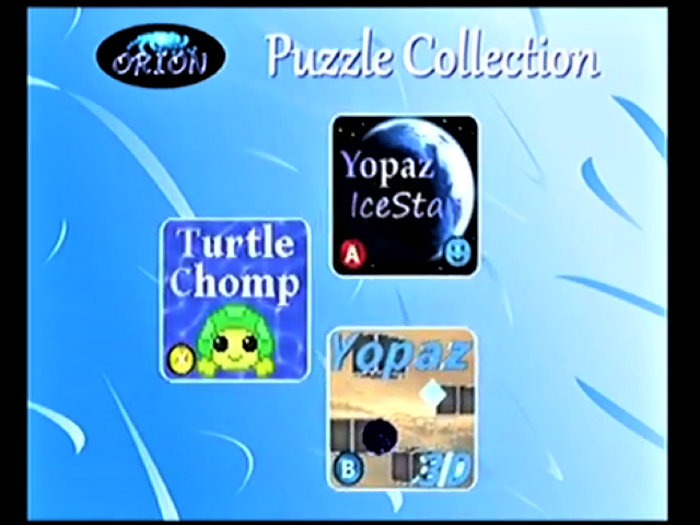 Orion's Puzzle Collection — Title screen