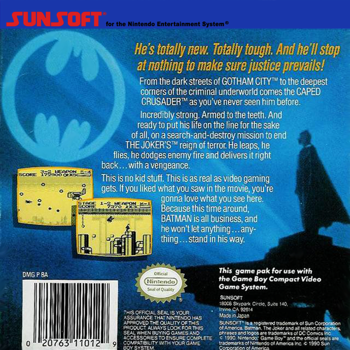Batman : The Video Game — Box back