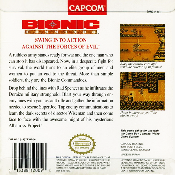 Bionic Commando — Box back