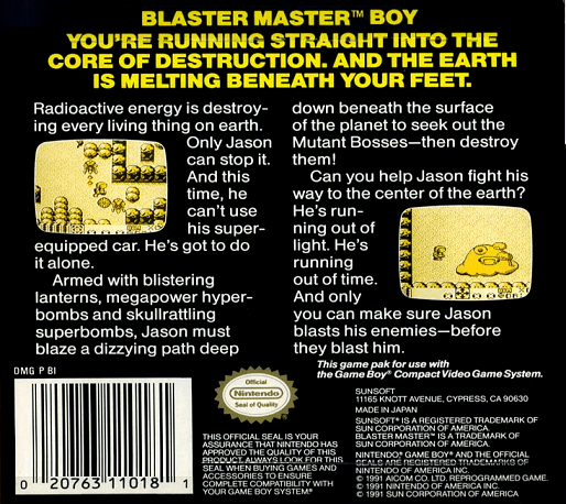 Blaster Master Boy — Box back