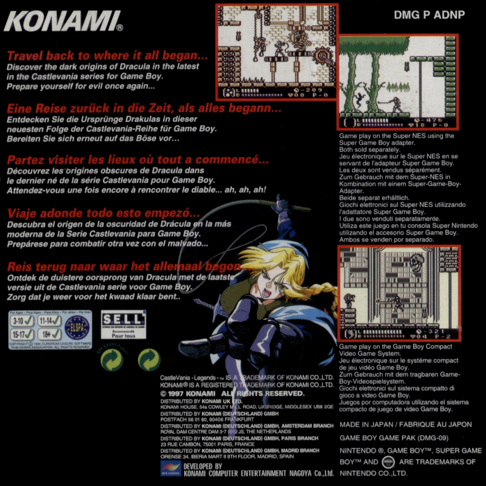 Castlevania Legends — Box back