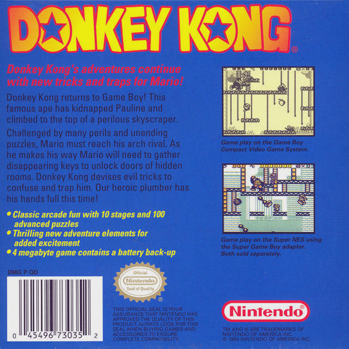 Donkey Kong — Box back
