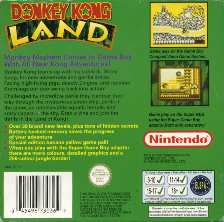 Donkey Kong Land — Box back