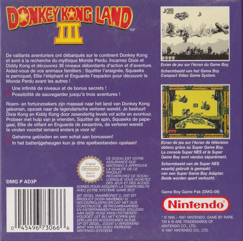 Donkey Kong Land III — Box back