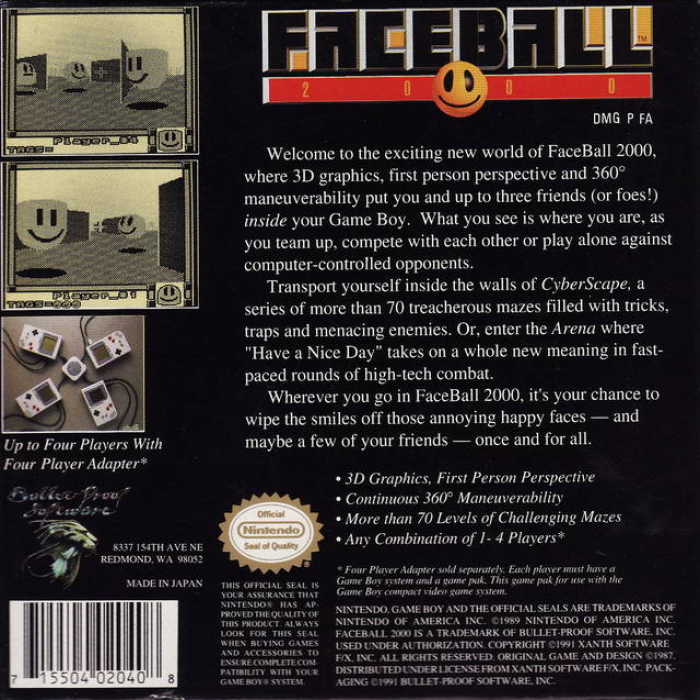 Faceball 2000 — Box back