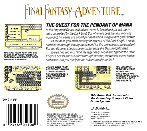 Final Fantasy Adventure — Box back