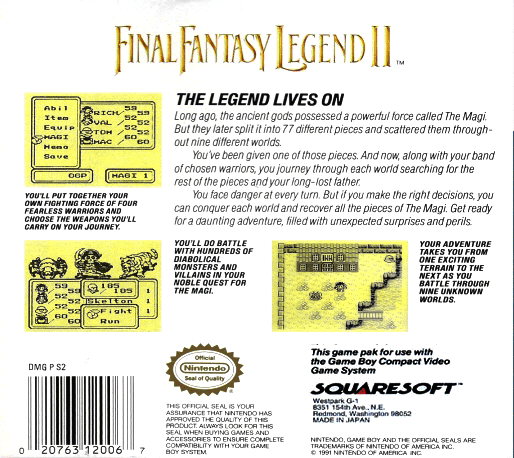 Final Fantasy Legend II — Box back